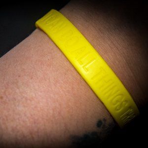 Do all things through Christ bright yellow silicon bracelet